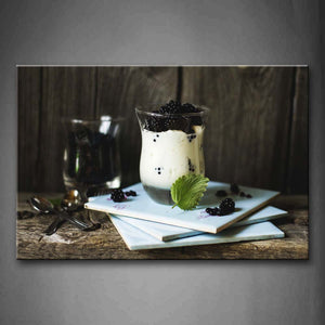 Dessert In The Glass Cup And Leaf Wall Art Painting Pictures Print On Canvas Food The Picture For Home Modern Decoration 