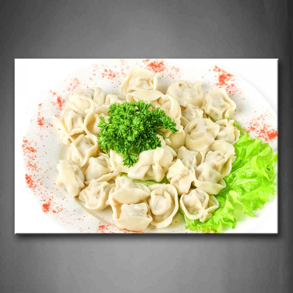 Dumplings With Vegetables On The Disk Wall Art Painting The Picture Print On Canvas Food Pictures For Home Decor Decoration Gift 