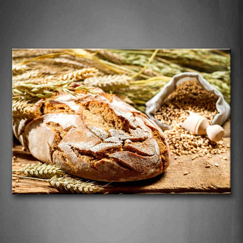 Bread And A Pile Of Wheat Wall Art Painting Pictures Print On Canvas Food The Picture For Home Modern Decoration 