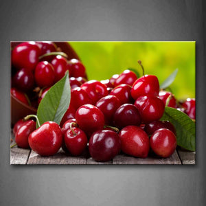 Red Cherries With Leaves Wall Art Painting Pictures Print On Canvas Food The Picture For Home Modern Decoration 