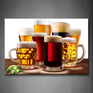 Some Cup Of Beer With Foam Wall Art Painting Pictures Print On Canvas Food The Picture For Home Modern Decoration 