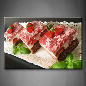 Colourful Cakes With Strawberries Wall Art Painting Pictures Print On Canvas Food The Picture For Home Modern Decoration 