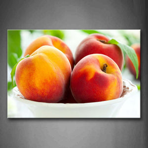 Yellow Orange Some Peaches In The Bowl Wall Art Painting Pictures Print On Canvas Food The Picture For Home Modern Decoration 