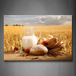 Yellow Orange Various Bread And A Mount Of Wheat Wall Art Painting Pictures Print On Canvas Food The Picture For Home Modern Decoration 