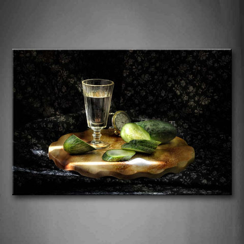 A Cup Of Drinking And Cucumber With Watch Wall Art Painting The Picture Print On Canvas Food Pictures For Home Decor Decoration Gift 