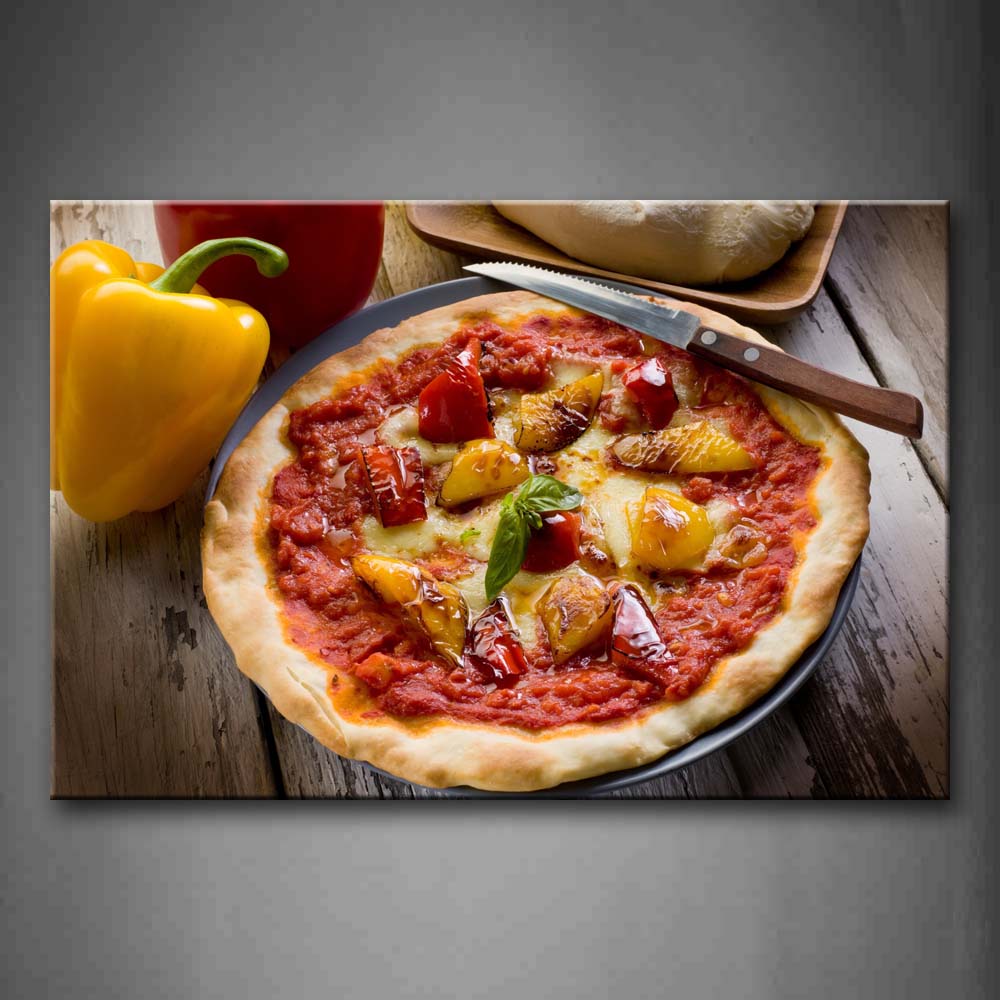 Colourful Pizza With Yellow Pepper Wall Art Painting The Picture Print On Canvas Food Pictures For Home Decor Decoration Gift 