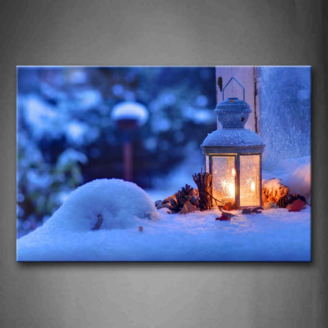 Blue A Lamp In The Snow Wall Art Painting The Picture Print On Canvas Art Pictures For Home Decor Decoration Gift 