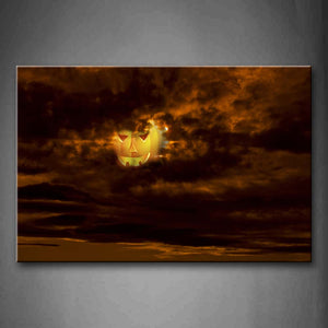 Brown Halloween Lantern Appeared In The Clouds Wall Art Painting Pictures Print On Canvas Art The Picture For Home Modern Decoration 