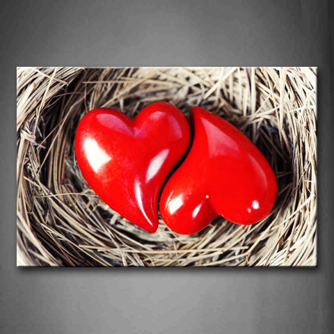 Two Red Heart In The Bird'S Nest Wall Art Painting Pictures Print On Canvas Art The Picture For Home Modern Decoration 
