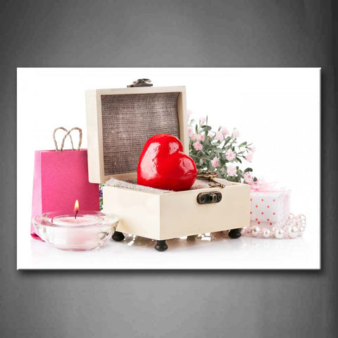 A Red Heart In The Box Wall Art Painting The Picture Print On Canvas Art Pictures For Home Decor Decoration Gift 