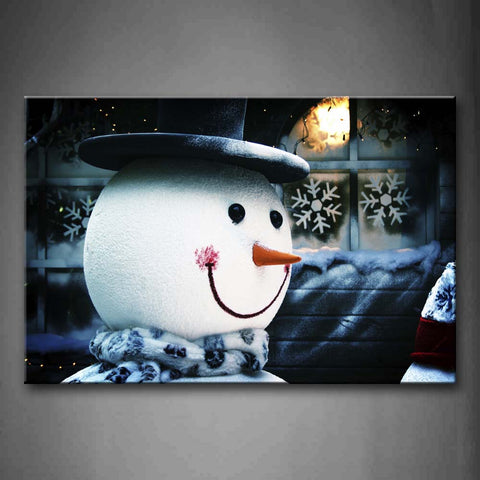 Smiling Snowman With A Black Hat Wall Art Painting Pictures Print On Canvas Art The Picture For Home Modern Decoration 