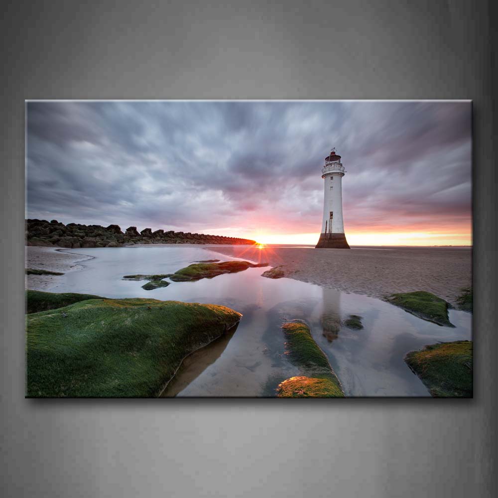 The Lighthouse Stands In Shallow Sea Wall Art Painting The Picture Print On Canvas City Pictures For Home Decor Decoration Gift 