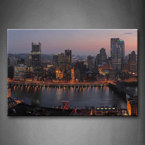 High-Rise Buildings In The City In The Evening Wall Art Painting The Picture Print On Canvas City Pictures For Home Decor Decoration Gift 