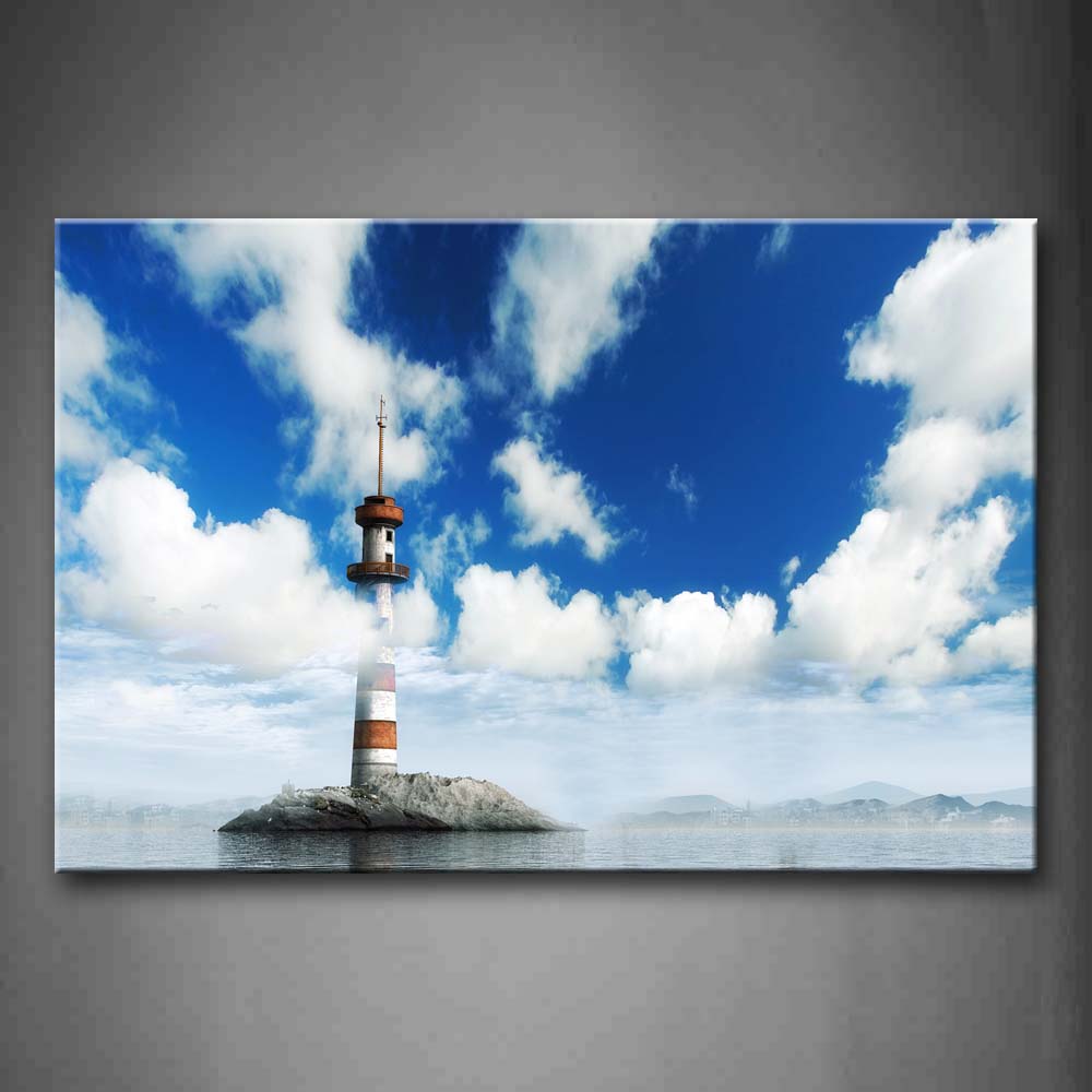 The Lighthouse Stands In The Sea Wall Art Painting Pictures Print On Canvas City The Picture For Home Modern Decoration 