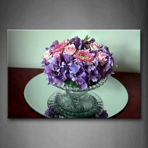 Purple And Pink Flowers In The Flower Pot Wall Art Painting The Picture Print On Canvas Flower Pictures For Home Decor Decoration Gift 