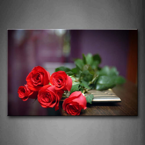 Red Five Roses On The Table Wall Art Painting Pictures Print On Canvas Flower The Picture For Home Modern Decoration 