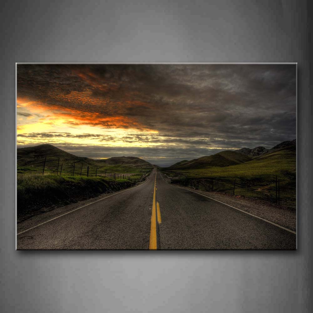 The Road Next To The Vast Grassland Wall Art Painting The Picture Print On Canvas City Pictures For Home Decor Decoration Gift 