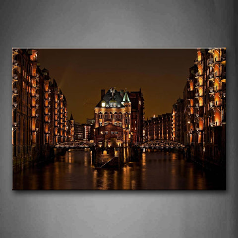 Brown A Building Built In The Middle Of The Lake Wall Art Painting Pictures Print On Canvas City The Picture For Home Modern Decoration 