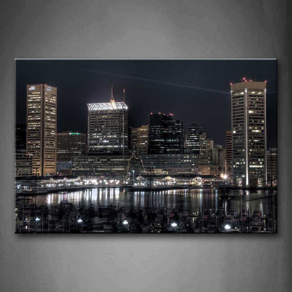 Building Lights Illuminate The City Wall Art Painting Pictures Print On Canvas City The Picture For Home Modern Decoration 