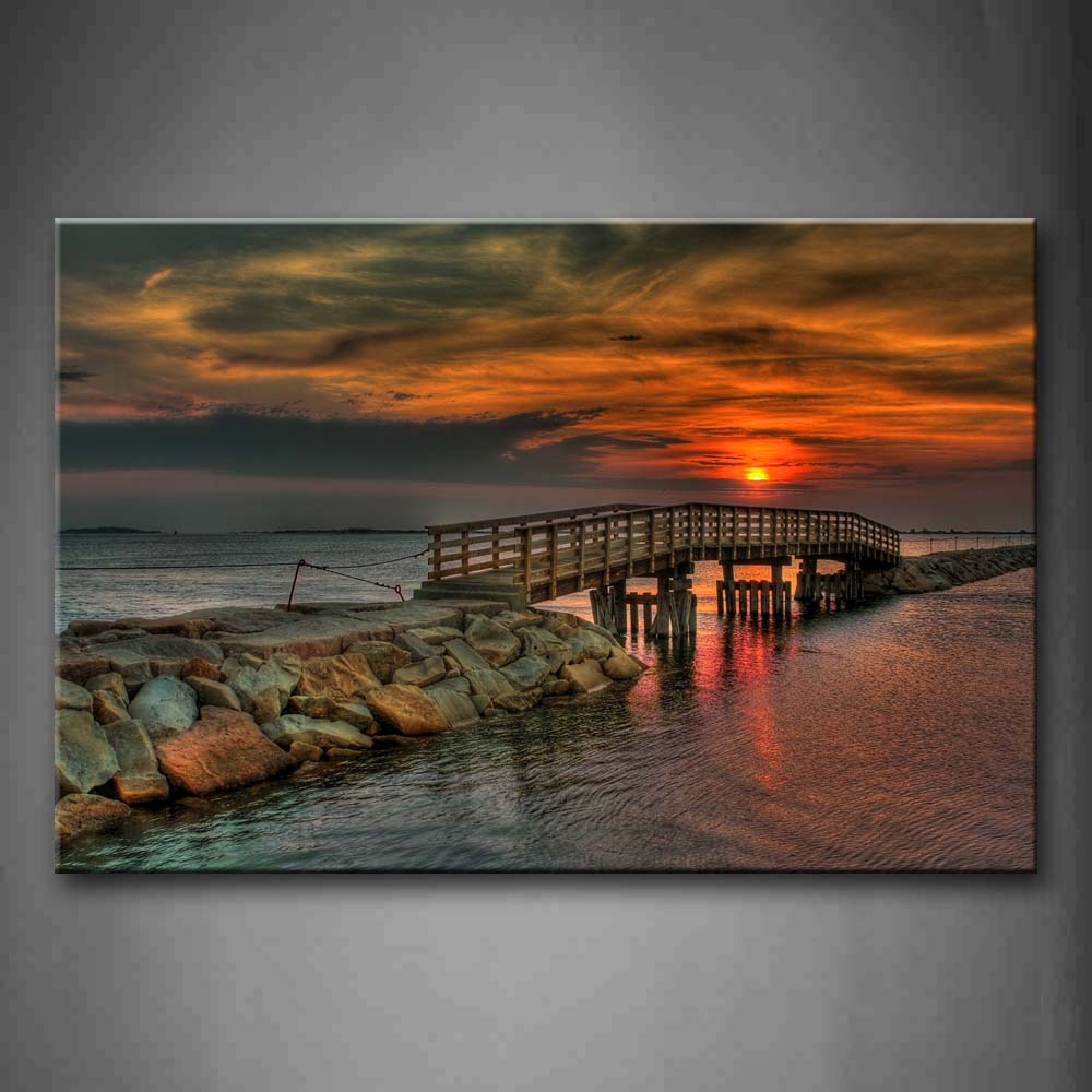 On Both Sides Of The Bridge Is Accumulative Shore Wall Art Painting The Picture Print On Canvas City Pictures For Home Decor Decoration Gift 