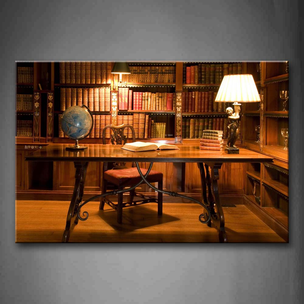 A Book¡¢A Desk Lamp And A Globe On The Desk Wall Art Painting The Picture Print On Canvas City Pictures For Home Decor Decoration Gift 