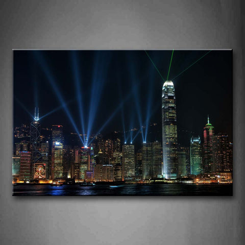 The Architecture Of Hongkong Light Shining Wall Art Painting The Picture Print On Canvas City Pictures For Home Decor Decoration Gift 