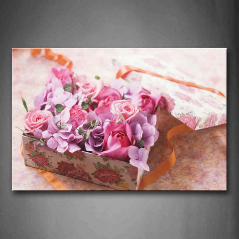 A Lot Of Pink And Purple Flower Inside The Box Wall Art Painting The Picture Print On Canvas Flower Pictures For Home Decor Decoration Gift 