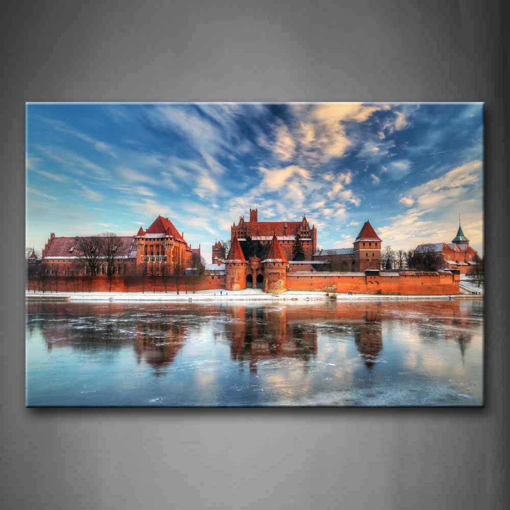 Blue Malbork Castle Next To Some Trees Wall Art Painting The Picture Print On Canvas City Pictures For Home Decor Decoration Gift 