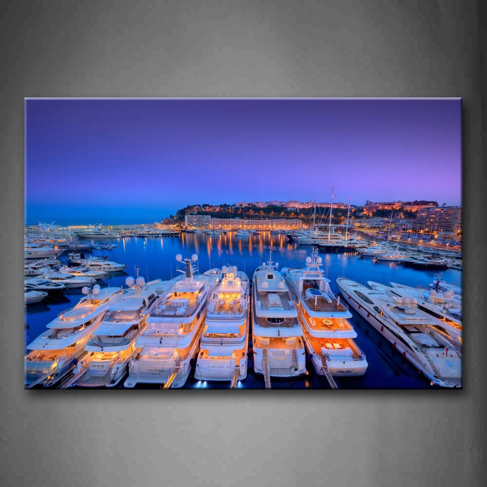 Monaco Harbour Parked Many Boats Wall Art Painting The Picture Print On Canvas City Pictures For Home Decor Decoration Gift 