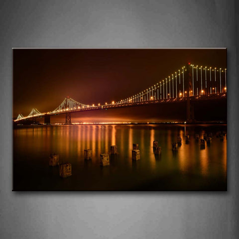 Bay Bridge With Light Reflected Wall Art Painting The Picture Print On Canvas City Pictures For Home Decor Decoration Gift 