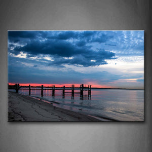 Blue Pier With Some Dark Clouds Wall Art Painting The Picture Print On Canvas City Pictures For Home Decor Decoration Gift 