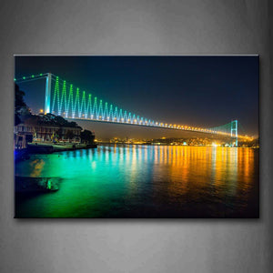 Bridge Colorful Light Reflected In The River Wall Art Painting Pictures Print On Canvas City The Picture For Home Modern Decoration 