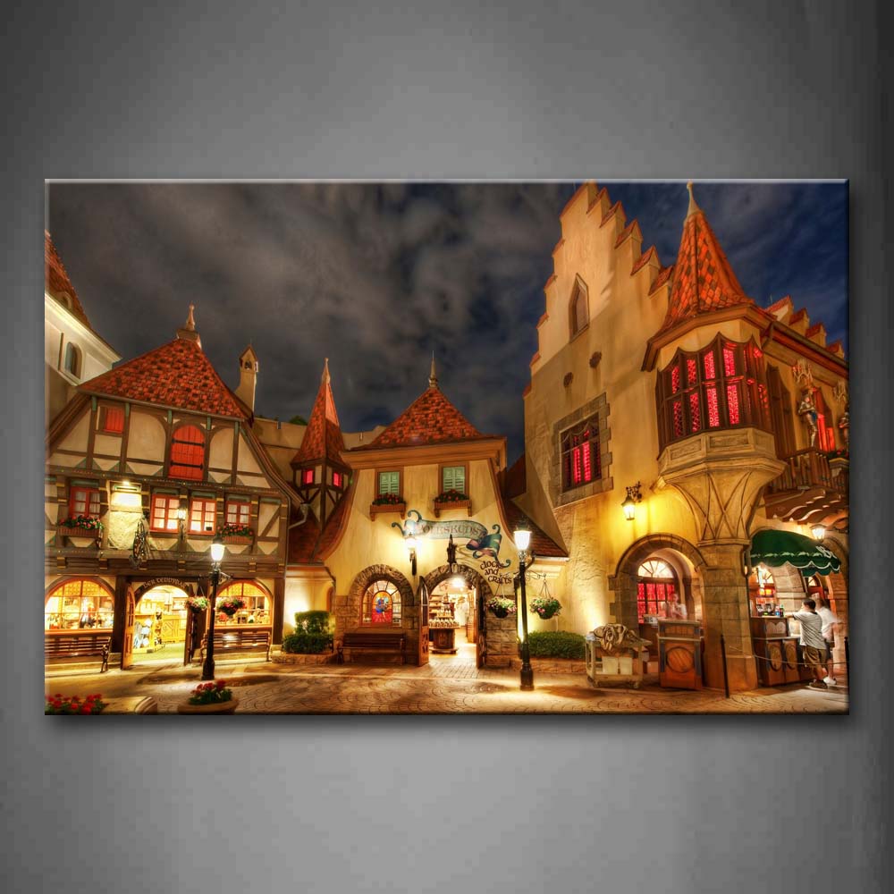 Brown Town With Light And Lamp Wall Art Painting Pictures Print On Canvas City The Picture For Home Modern Decoration 