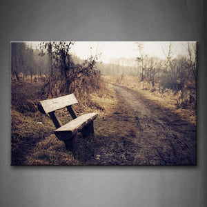 Bench In The Road Wall Art Painting Pictures Print On Canvas City The Picture For Home Modern Decoration 