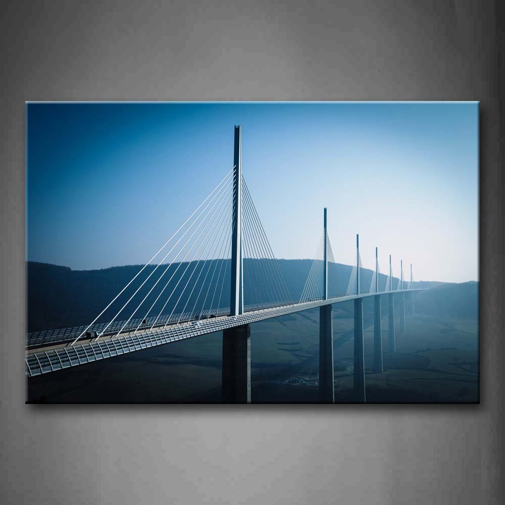 Blue Bridge With Some Car Wall Art Painting The Picture Print On Canvas City Pictures For Home Decor Decoration Gift 