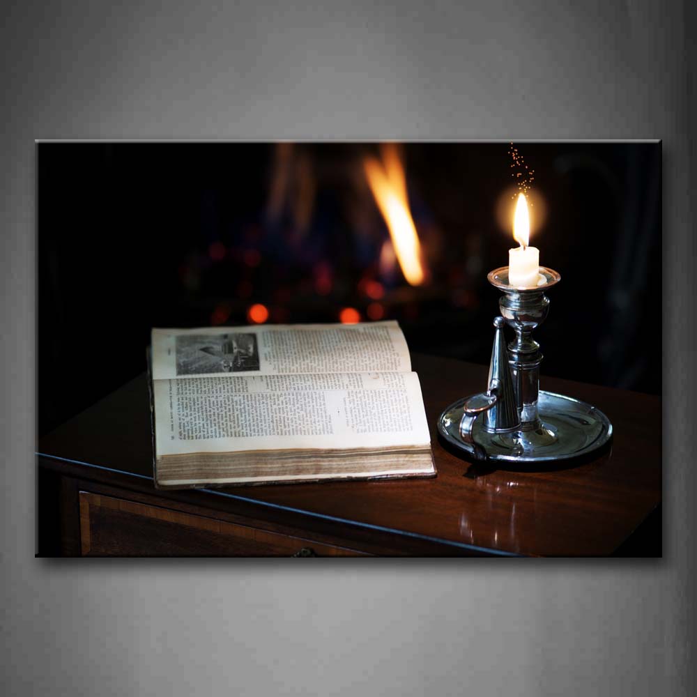 Book Next To Candle Wall Art Painting Pictures Print On Canvas Art The Picture For Home Modern Decoration 