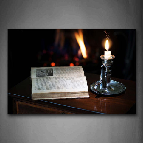Book Next To Candle Wall Art Painting Pictures Print On Canvas Art The Picture For Home Modern Decoration 