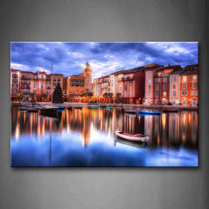 Town With Lake And Some Ships Wall Art Painting Pictures Print On Canvas City The Picture For Home Modern Decoration 