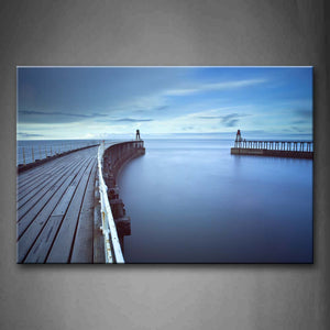 Blue Pier And Another Between Sea Wall Art Painting The Picture Print On Canvas City Pictures For Home Decor Decoration Gift 