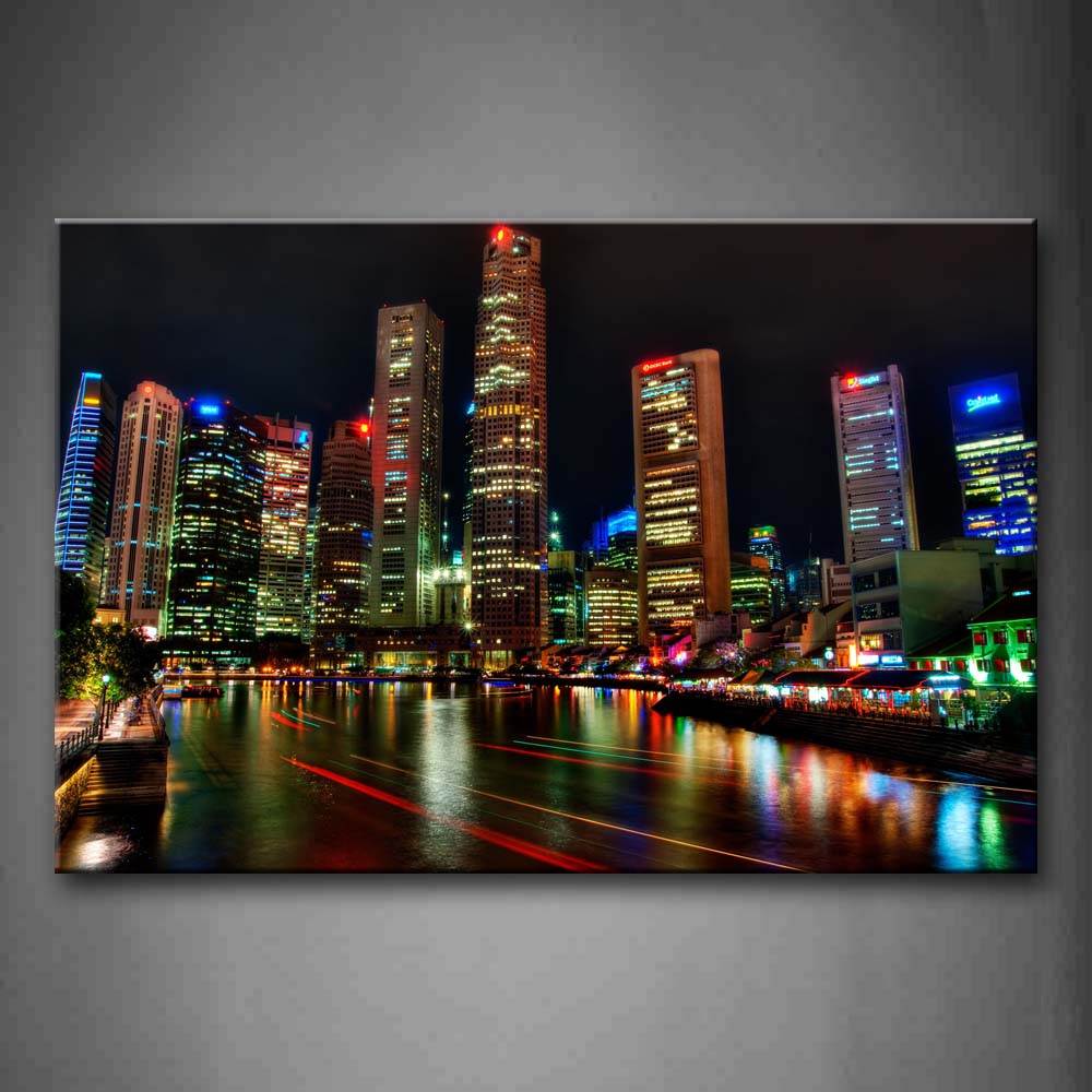 City With Some Buildings And Light Wall Art Painting Pictures Print On Canvas City The Picture For Home Modern Decoration 