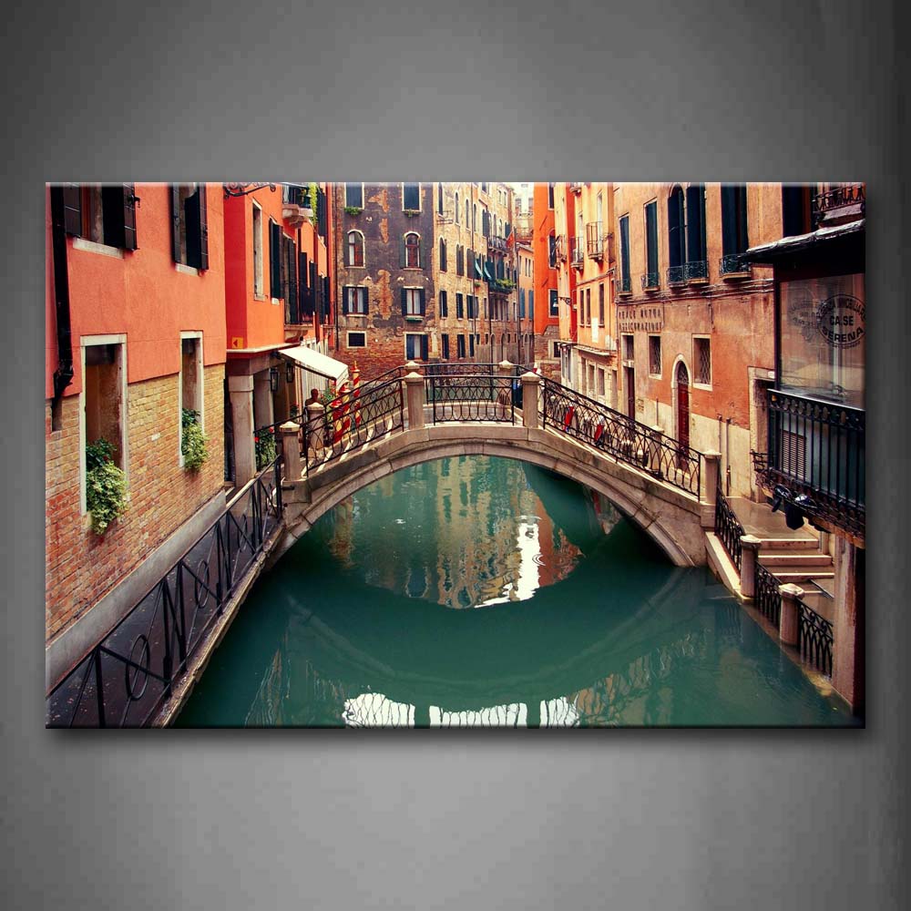 Bridge With Some Building Reflected Wall Art Painting The Picture Print On Canvas City Pictures For Home Decor Decoration Gift 