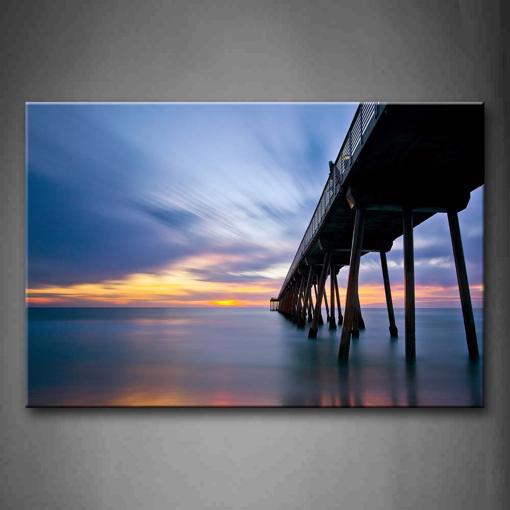 Pier With Light Reflected  Wall Art Painting Pictures Print On Canvas City The Picture For Home Modern Decoration 