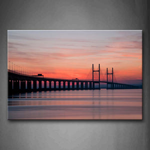 Bridge With Sunset Reflected Wall Art Painting The Picture Print On Canvas City Pictures For Home Decor Decoration Gift 