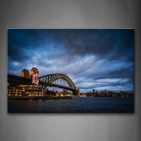 Blue Bridge With Cloud And Light Wall Art Painting The Picture Print On Canvas City Pictures For Home Decor Decoration Gift 