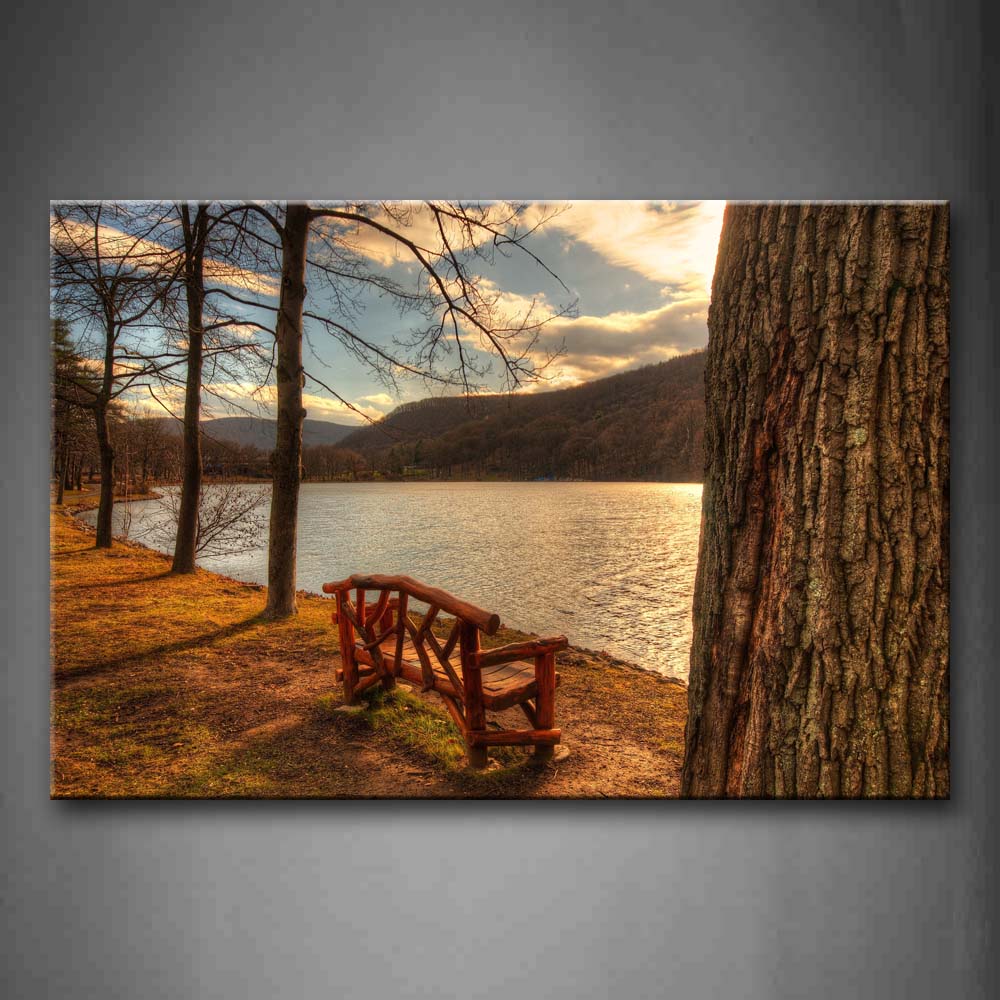 Bench Near Tree And Lake Wall Art Painting The Picture Print On Canvas City Pictures For Home Decor Decoration Gift 