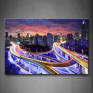 Road With Light And Building Wall Art Painting Pictures Print On Canvas City The Picture For Home Modern Decoration 