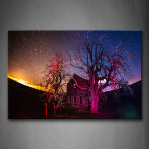 Cottage And Tree Are Full Of Colorful Light  Wall Art Painting The Picture Print On Canvas City Pictures For Home Decor Decoration Gift 