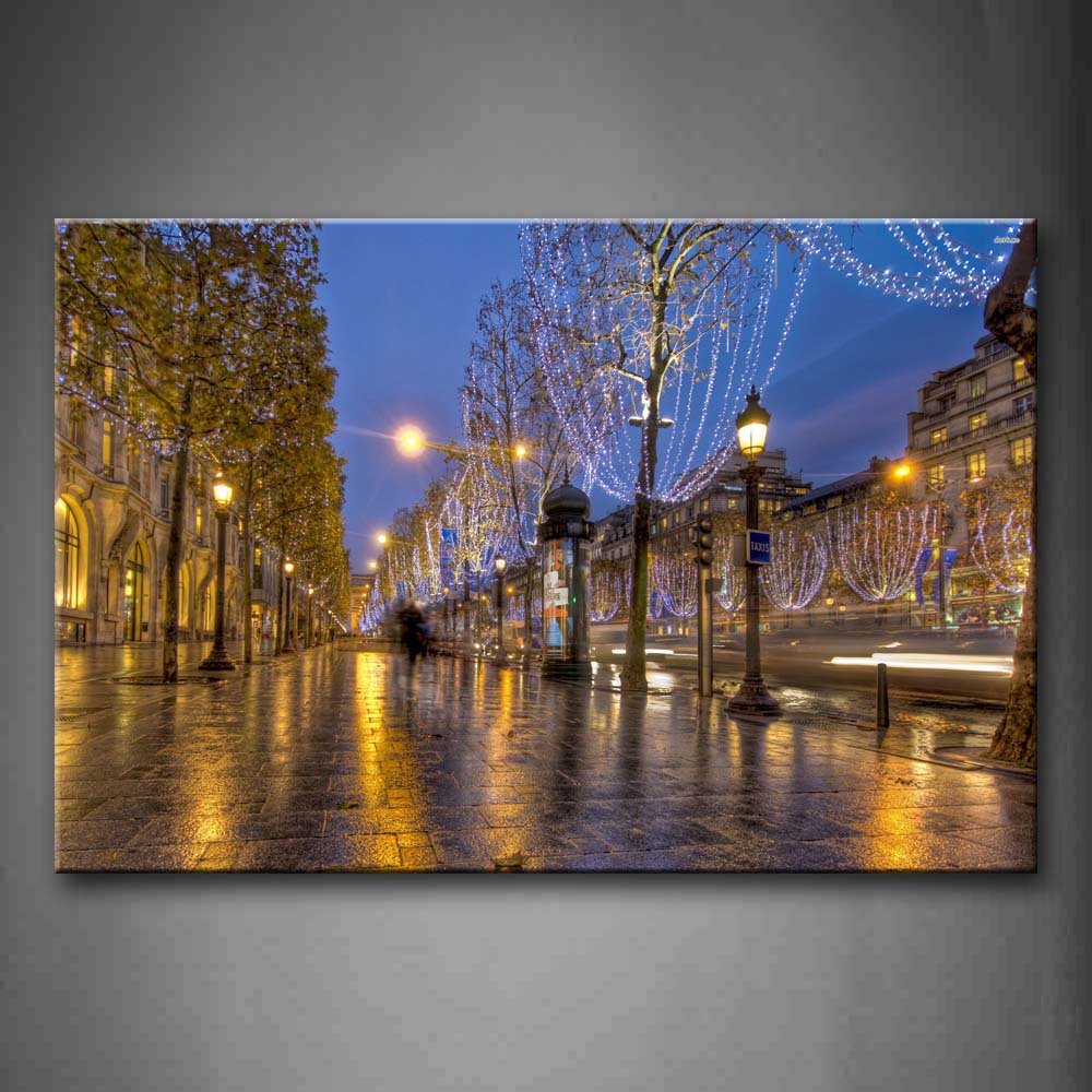 Some Trees And Street Lamp In The Street Wall Art Painting Pictures Print On Canvas City The Picture For Home Modern Decoration 