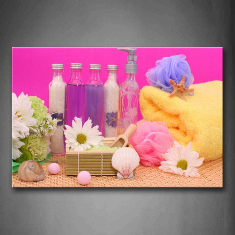 Pink Spa Need Flowers And Cloth  Wall Art Painting The Picture Print On Canvas Flower Pictures For Home Decor Decoration Gift 