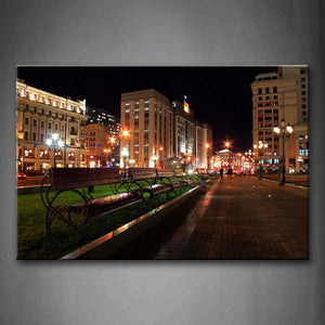 Bench In The Grass With Light Wall Art Painting Pictures Print On Canvas City The Picture For Home Modern Decoration 